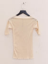 BASERANGE Round neck ruffled ribbed cotton T-shirt TOPA series collection France BAS-TOPA-RB-000-OFF WHITE